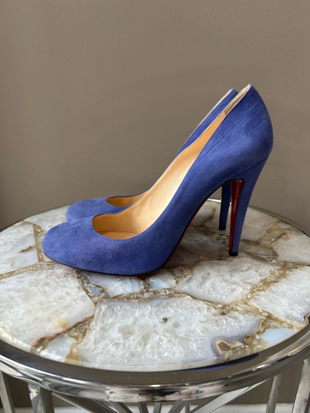 Christian louboutin blue suede heels